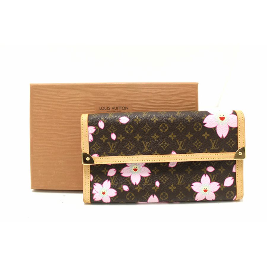 New Louis Vuitton Brown Cherry Blossom Tri-fold PTI Long Wallet-0