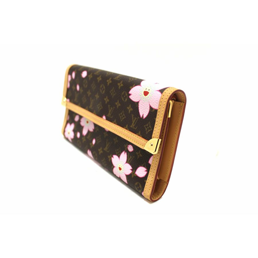 New Louis Vuitton Brown Cherry Blossom Tri-fold PTI Long Wallet-4