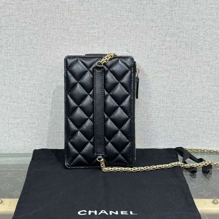 ✨CHANEL 黑金2.55肩背斜背鍊條手機包 11*18  98新配件塵袋盒子保卡-4