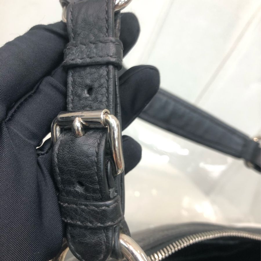 PRADA 黑色全皮 Hobo 單肩袋 XB180-9
