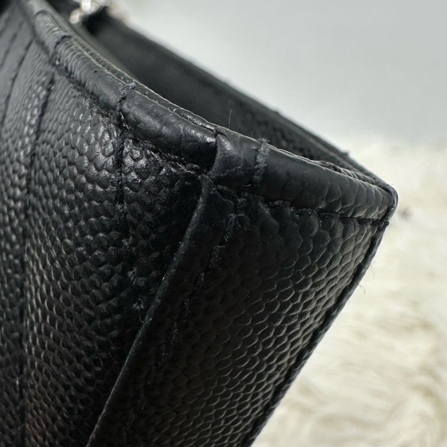 YSL 黑銀V紋荔枝皮WOC 鏈條包-13