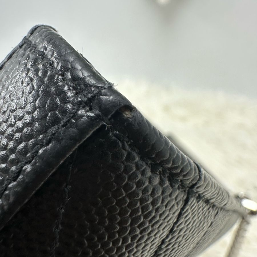 YSL 黑銀V紋荔枝皮WOC 鏈條包-16
