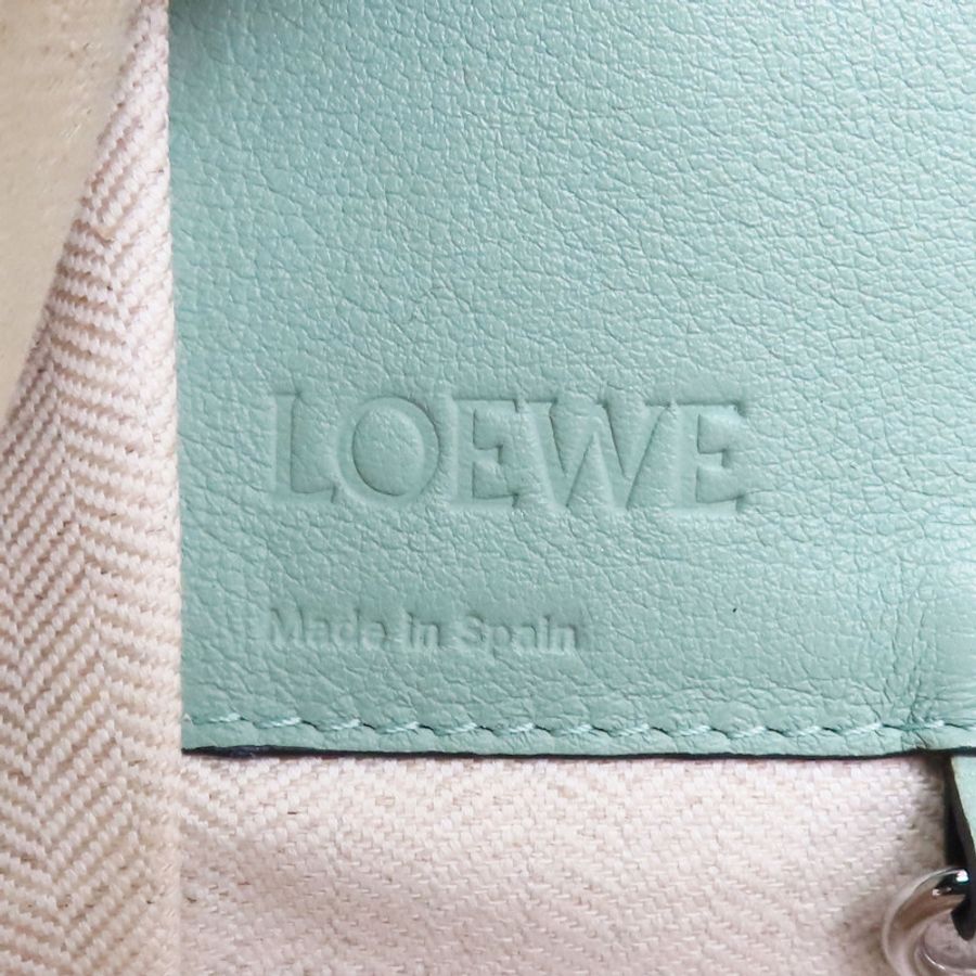 【再降價】粉/綠色 格紋牛皮 Hammock 吊床包 肩背包【LOEWE 羅威】-6