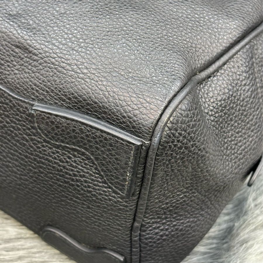 PRADA BL0310 黑色荔枝皮 銀色LOGO 編織把 拉鍊 手提包保齡球包波士頓包-26