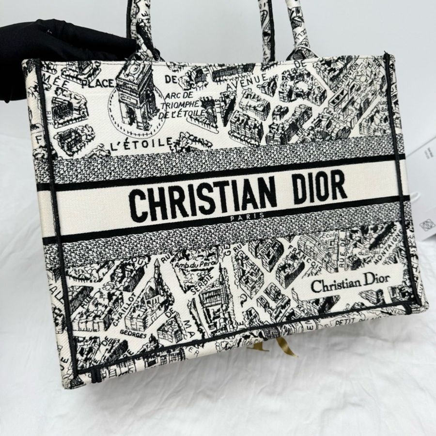 Dior/迪奧23年白色巴黎地圖book tote中號 配件有保卡塵袋 尺寸約36-1