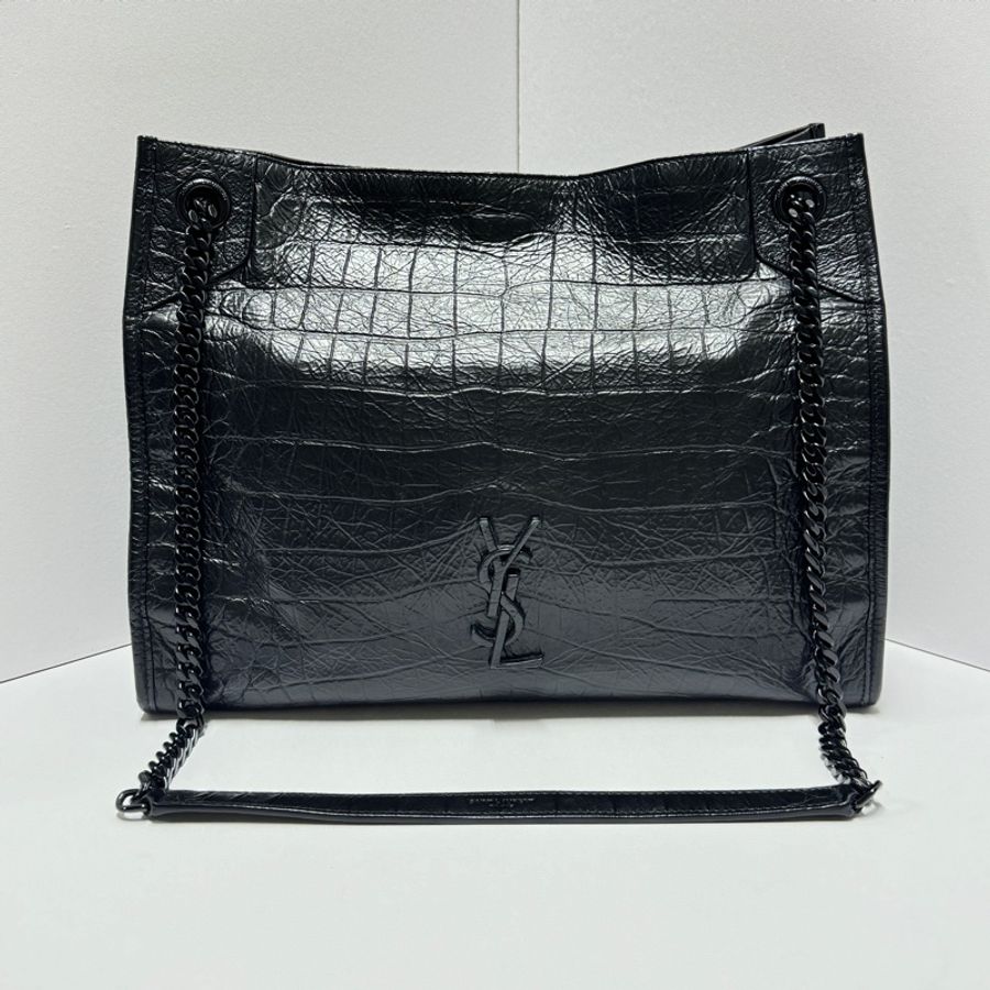 (極新💝 超稀有) YSL NIKI Shopping “so black” 鱷魚紋 托特包-6