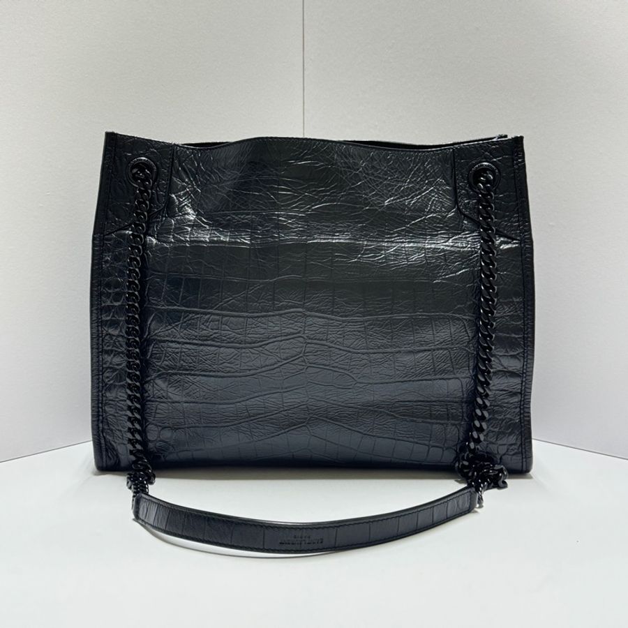 (極新💝 超稀有) YSL NIKI Shopping “so black” 鱷魚紋 托特包-7