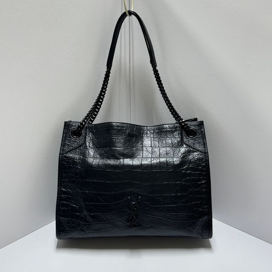 (極新💝 超稀有) YSL NIKI Shopping “so black” 鱷魚紋 托特包-8