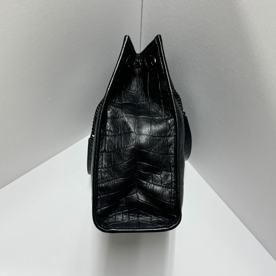 (極新💝 超稀有) YSL NIKI Shopping “so black” 鱷魚紋 托特包-10