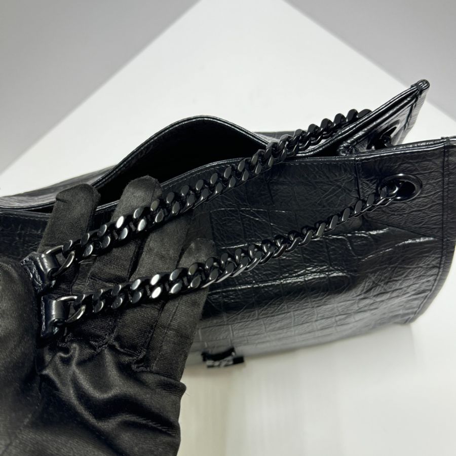 (極新💝 超稀有) YSL NIKI Shopping “so black” 鱷魚紋 托特包-13