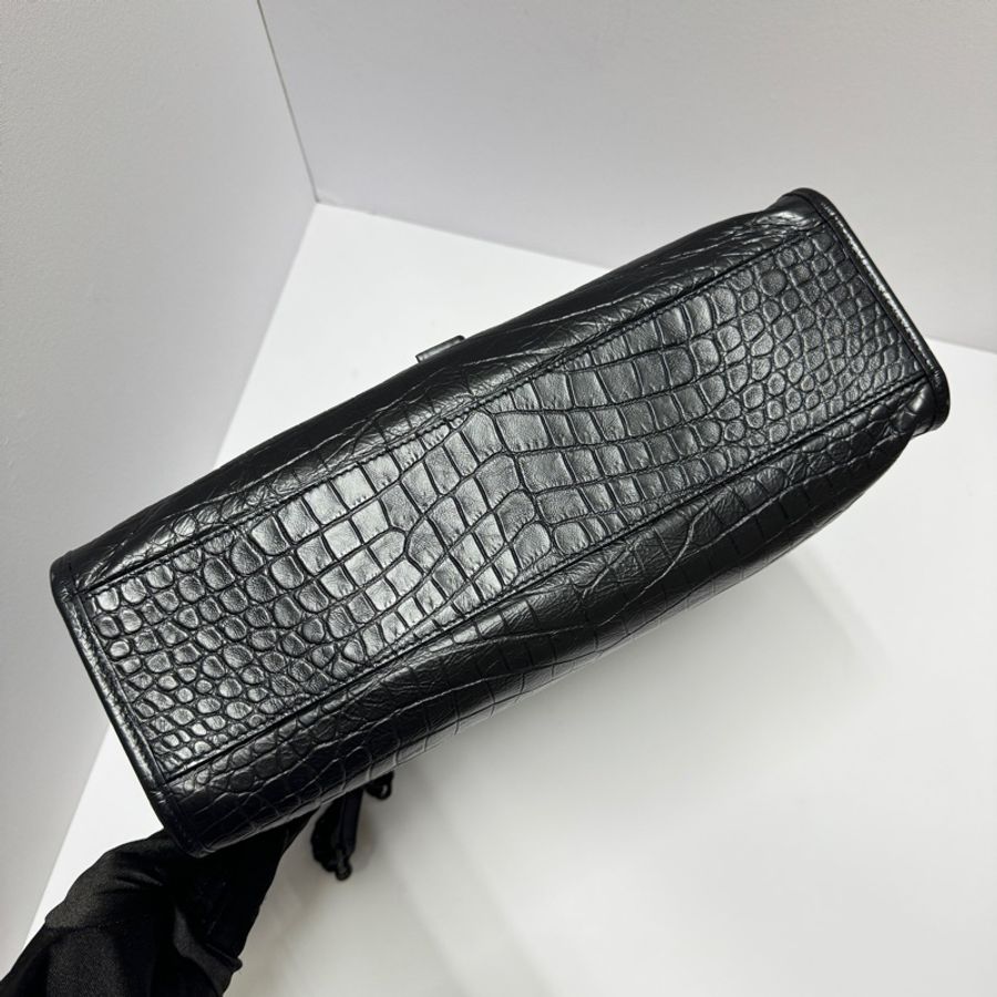 (極新💝 超稀有) YSL NIKI Shopping “so black” 鱷魚紋 托特包-14
