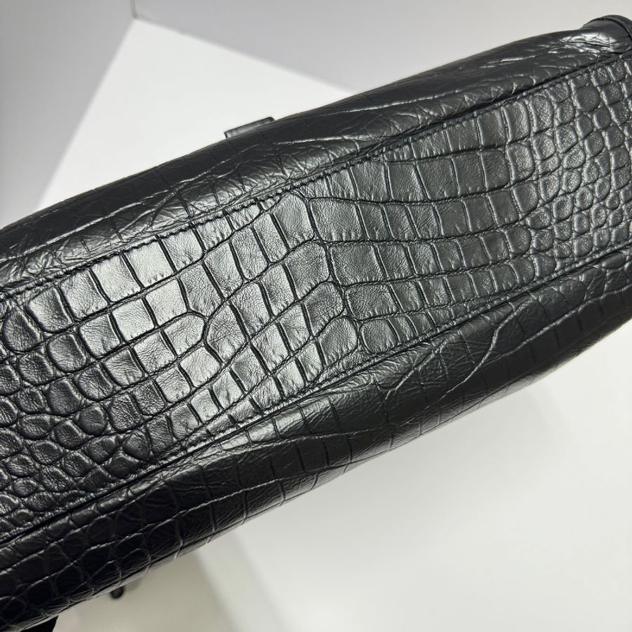 (極新💝 超稀有) YSL NIKI Shopping “so black” 鱷魚紋 托特包-16