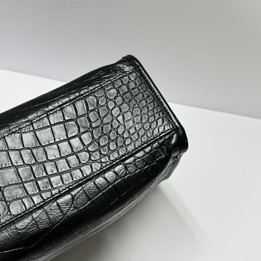 (極新💝 超稀有) YSL NIKI Shopping “so black” 鱷魚紋 托特包-17