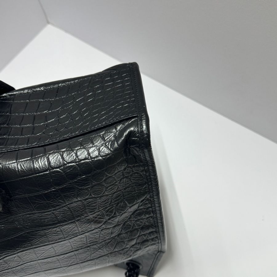 (極新💝 超稀有) YSL NIKI Shopping “so black” 鱷魚紋 托特包-20