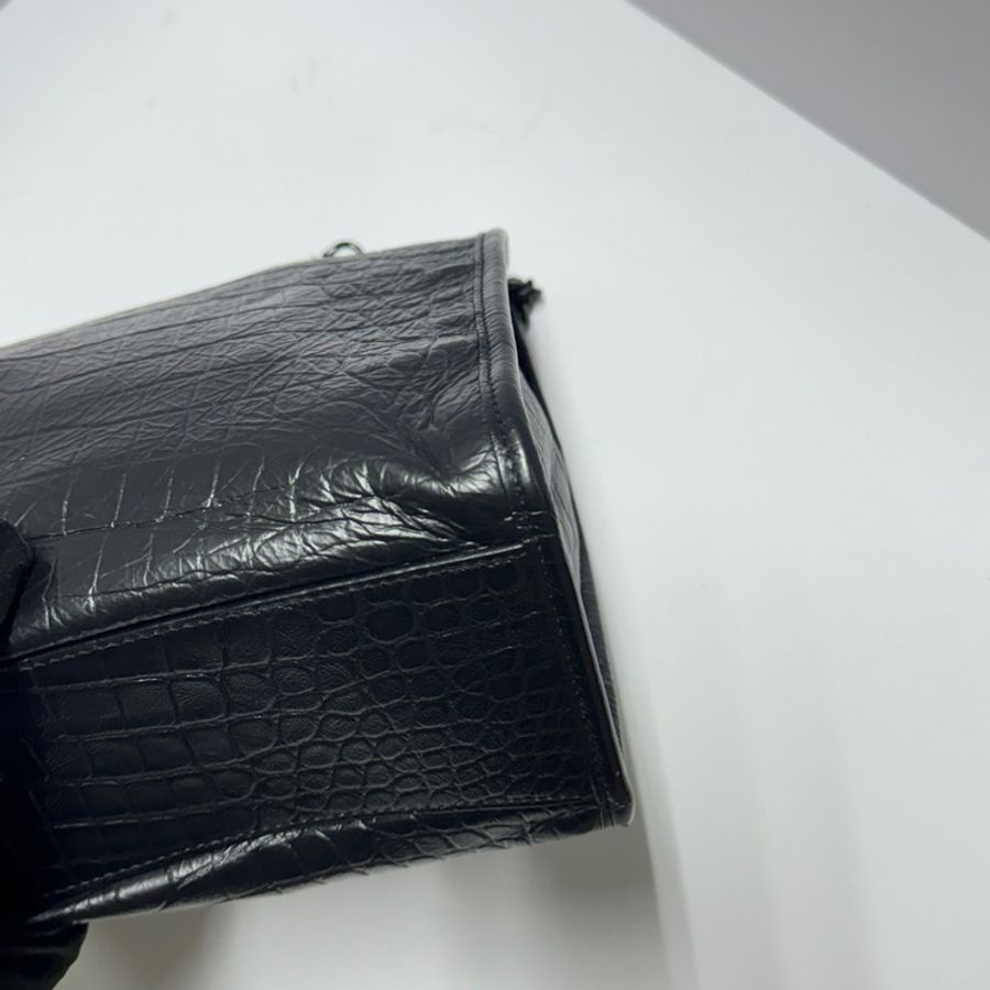 (極新💝 超稀有) YSL NIKI Shopping “so black” 鱷魚紋 托特包-21