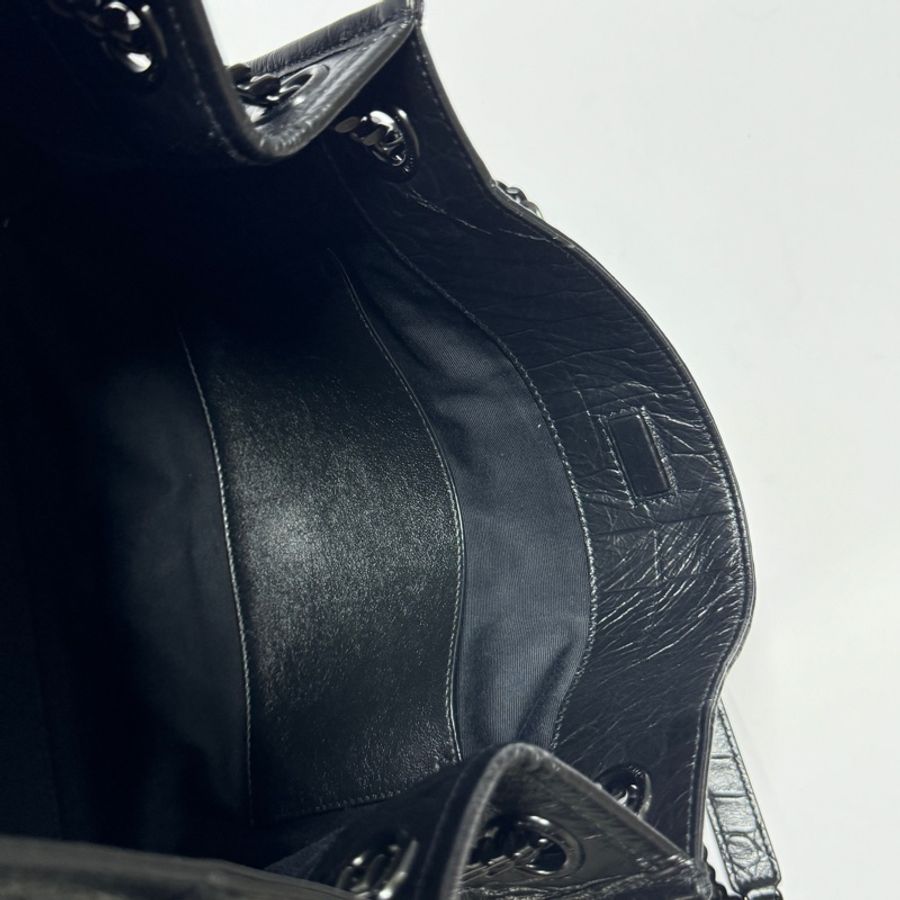 (極新💝 超稀有) YSL NIKI Shopping “so black” 鱷魚紋 托特包-26