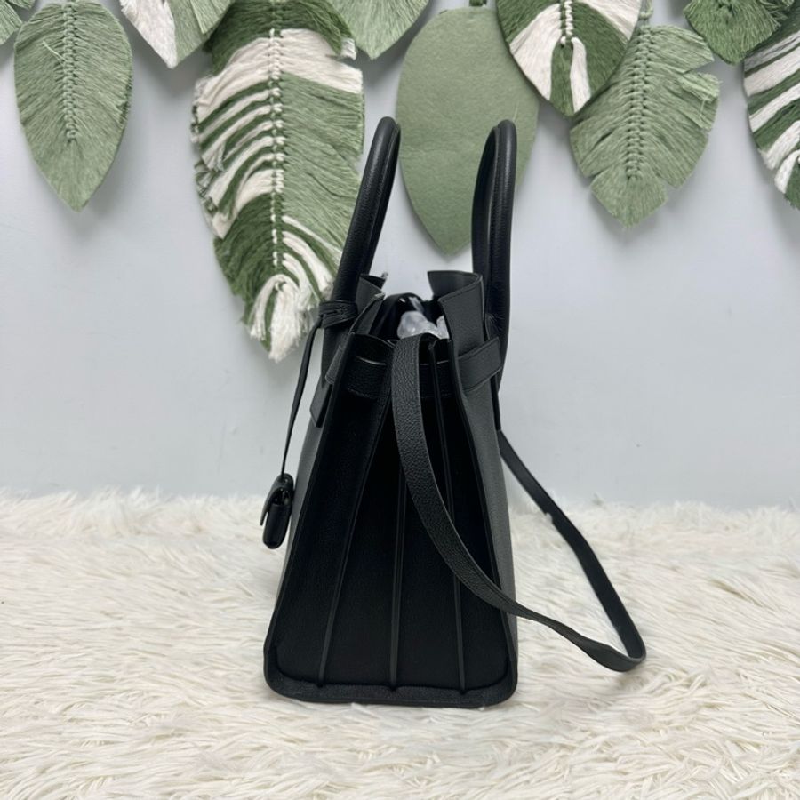 YSL Sac De Jour Small 黑色真皮銀扣Tote bag 手提單肩包-2