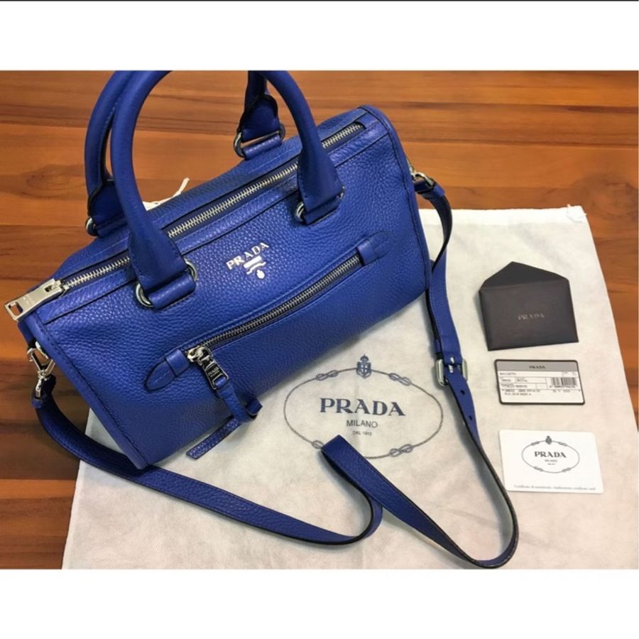 PRADA BAULETTO 99.9%新 正牌專櫃女用派對手拿斜背兩用包-5