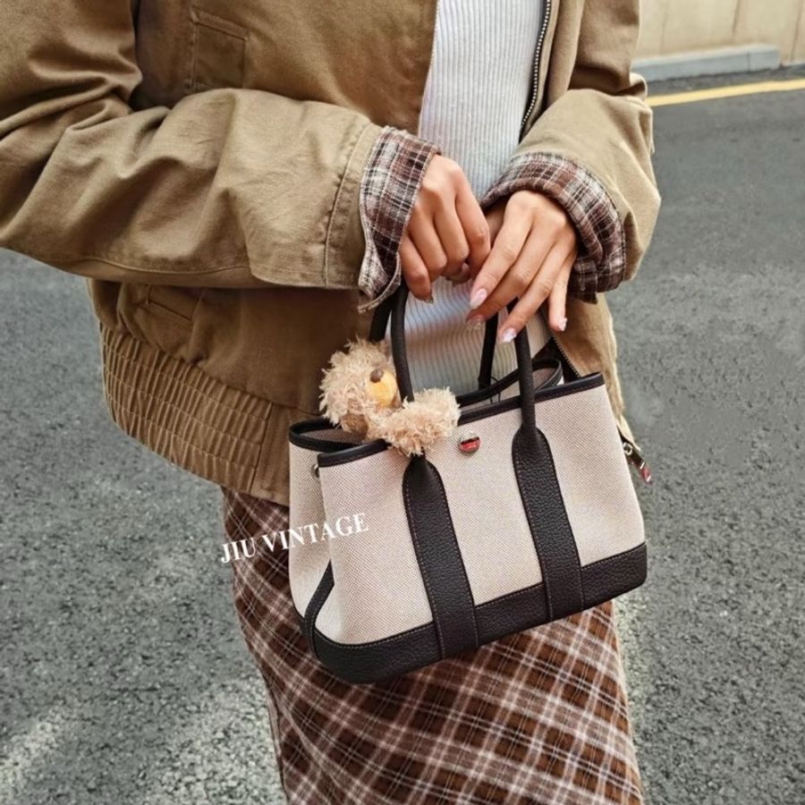 愛馬仕 Hermes Neo Garden Mini GP迷你花園 超好看烏木色+燕麥 全新 6月購證-2