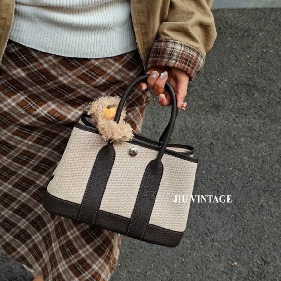 愛馬仕 Hermes Neo Garden Mini GP迷你花園 超好看烏木色+燕麥 全新 6月購證-6