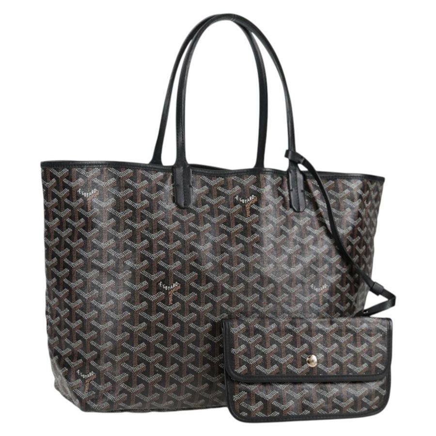 【日本直送】GOYARD 人字紋 Saint Louis PM 手提包 PVC 黑色 正品 yk18410M-0