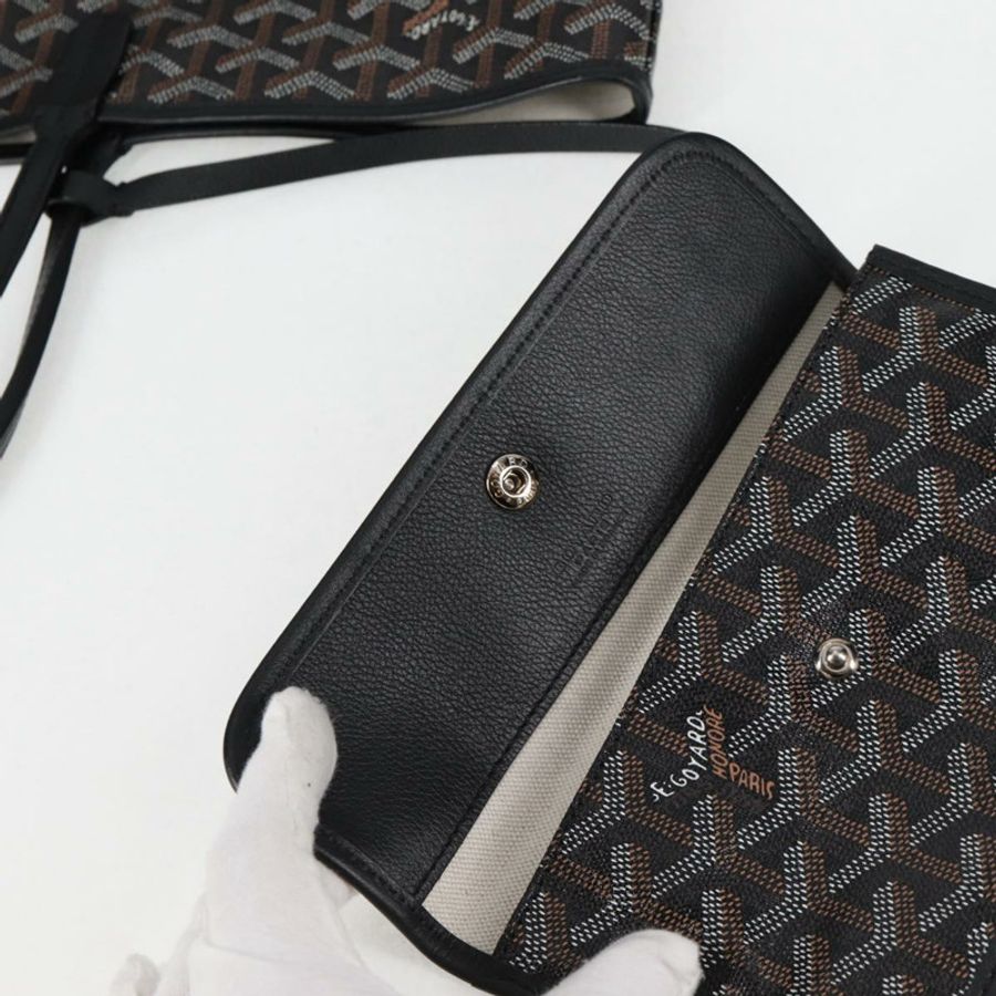 【日本直送】GOYARD 人字紋 Saint Louis PM 手提包 PVC 黑色 正品 yk18410M-22