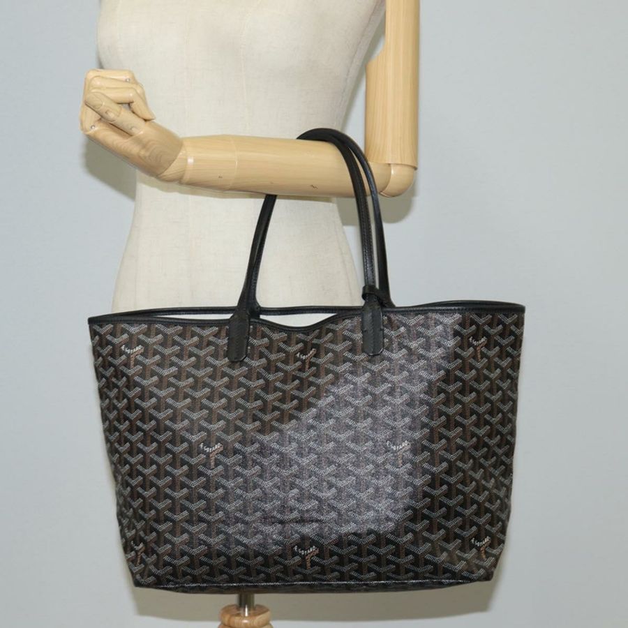 【日本直送】GOYARD 人字紋 Saint Louis PM 手提包 PVC 黑色 正品 yk18410M-25