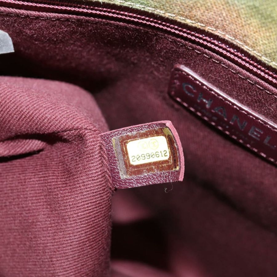 【日本直送】香奈兒刺繡塗鴉單背包 帆布皮革 卡其色 CC 正品 yk18413SM-9