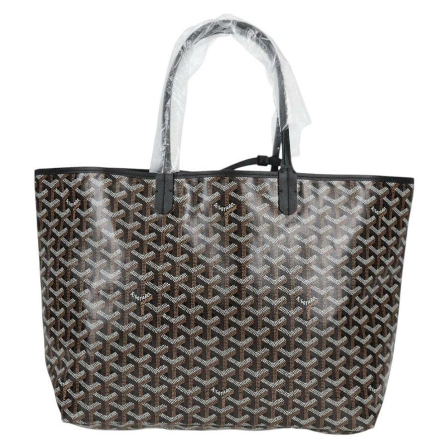 【日本直送】GOYARD 人字紋 Saint Louis PM 手提包 PVC 皮革 黑色 正品 yk18382SM-1