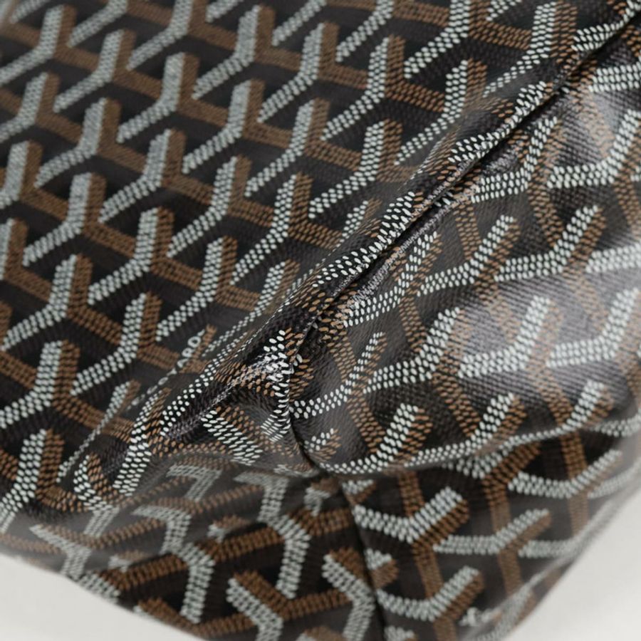 【日本直送】GOYARD 人字紋 Saint Louis PM 手提包 PVC 皮革 黑色 正品 yk18382SM-8
