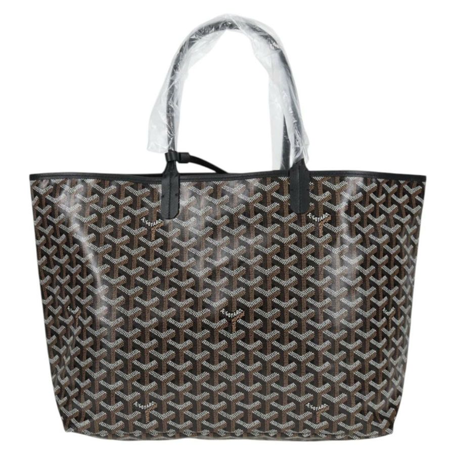 【日本直送】GOYARD 人字紋 Saint Louis PM 手提包 PVC 皮革 黑色 正品 yk18382SM-12