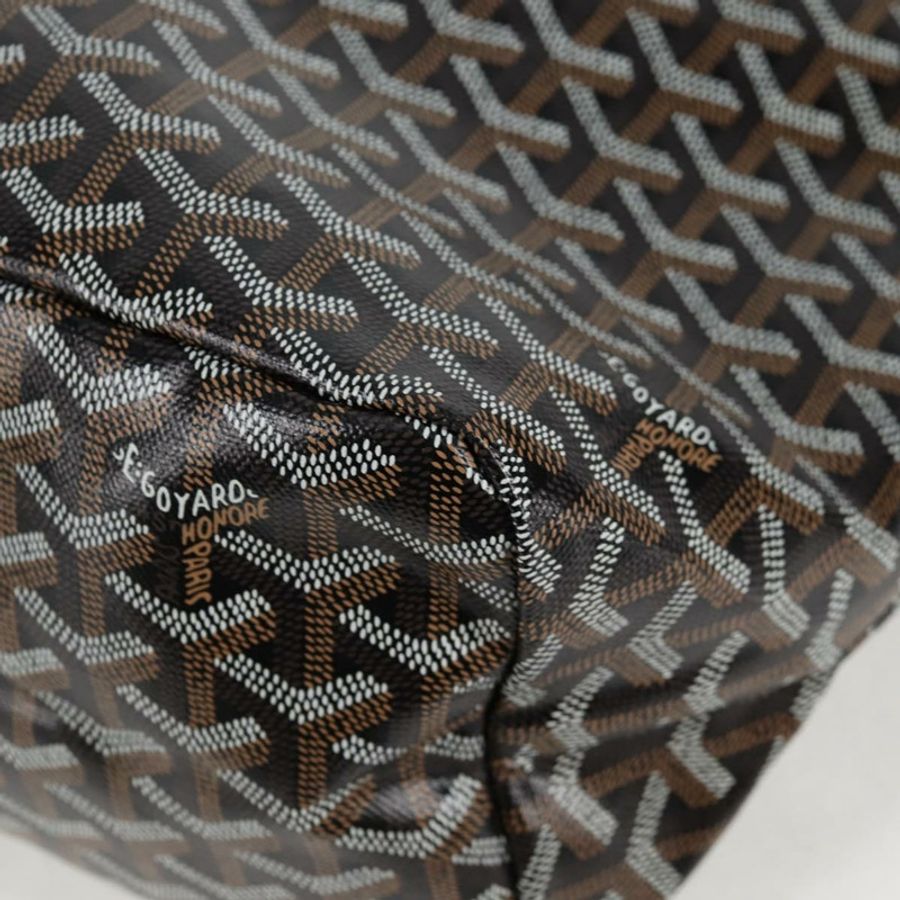 【日本直送】GOYARD 人字紋 Saint Louis PM 手提包 PVC 皮革 黑色 正品 yk18382SM-14