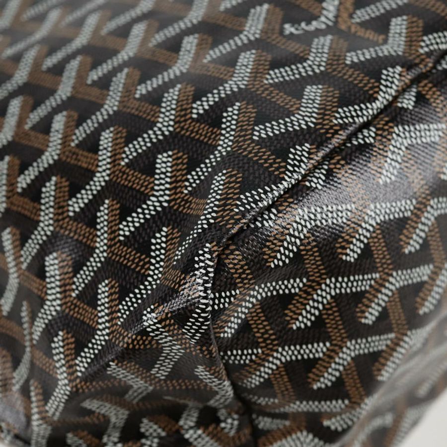 【日本直送】GOYARD 人字紋 Saint Louis PM 手提包 PVC 皮革 黑色 正品 yk18382SM-15