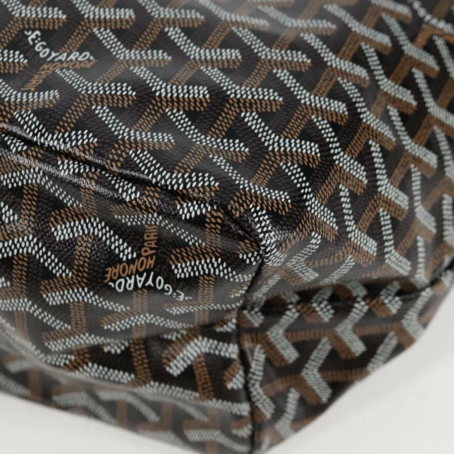【日本直送】GOYARD 人字紋 Saint Louis PM 手提包 PVC 皮革 黑色 正品 yk18382SM-16