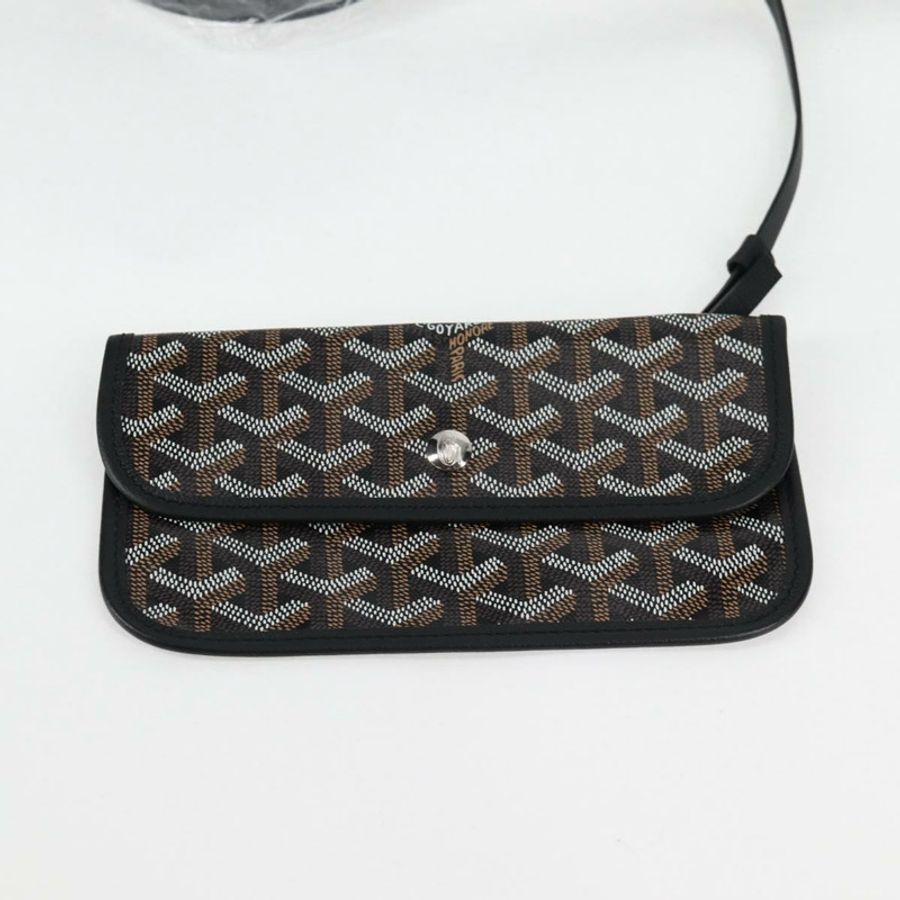 【日本直送】GOYARD 人字紋 Saint Louis PM 手提包 PVC 皮革 黑色 正品 yk18382SM-19