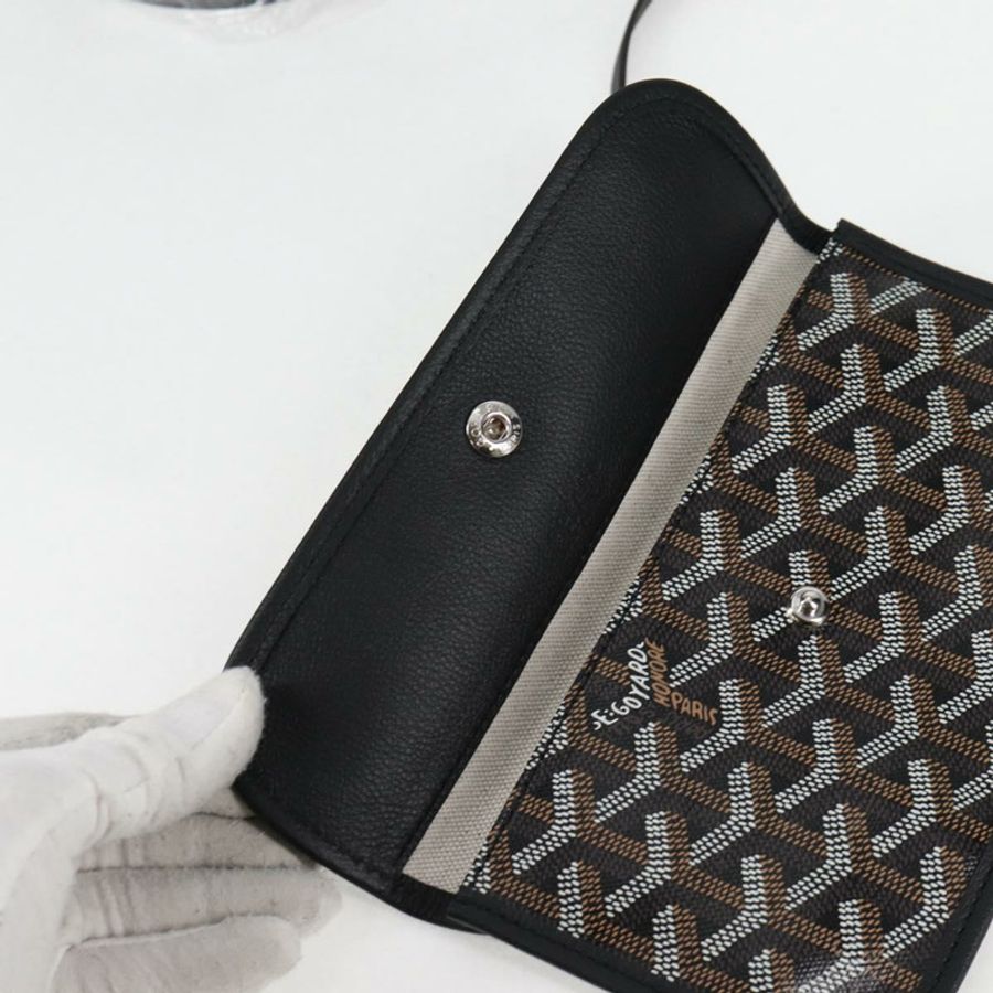 【日本直送】GOYARD 人字紋 Saint Louis PM 手提包 PVC 皮革 黑色 正品 yk18382SM-23