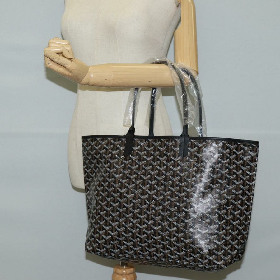 【日本直送】GOYARD 人字紋 Saint Louis PM 手提包 PVC 皮革 黑色 正品 yk18382SM-25