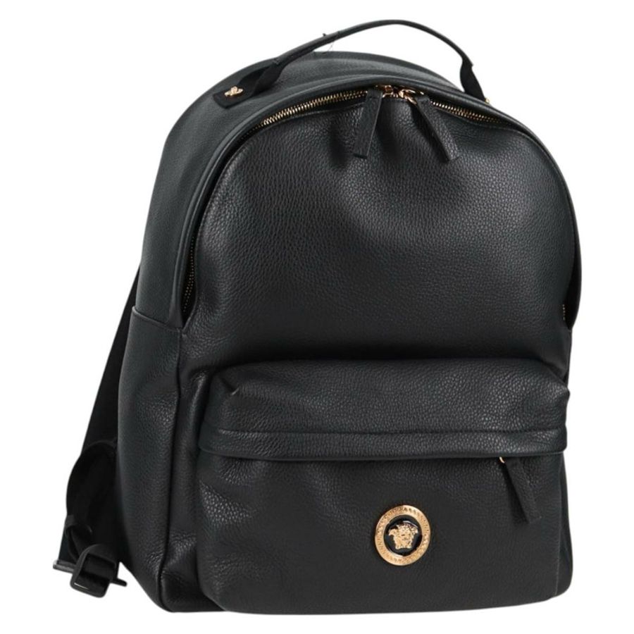 【日本直送】范思哲 (VERSACE) 黑色金色皮革雙肩包,正品編號 118813M-0