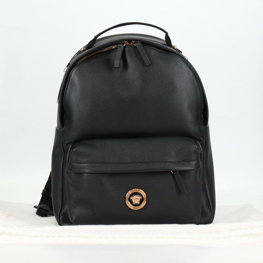【日本直送】范思哲 (VERSACE) 黑色金色皮革雙肩包,正品編號 118813M-11