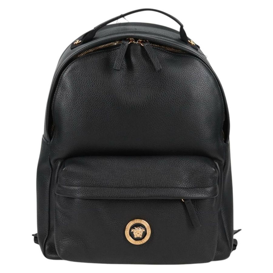 【日本直送】范思哲 (VERSACE) 黑色金色皮革雙肩包,正品編號 118813M-12