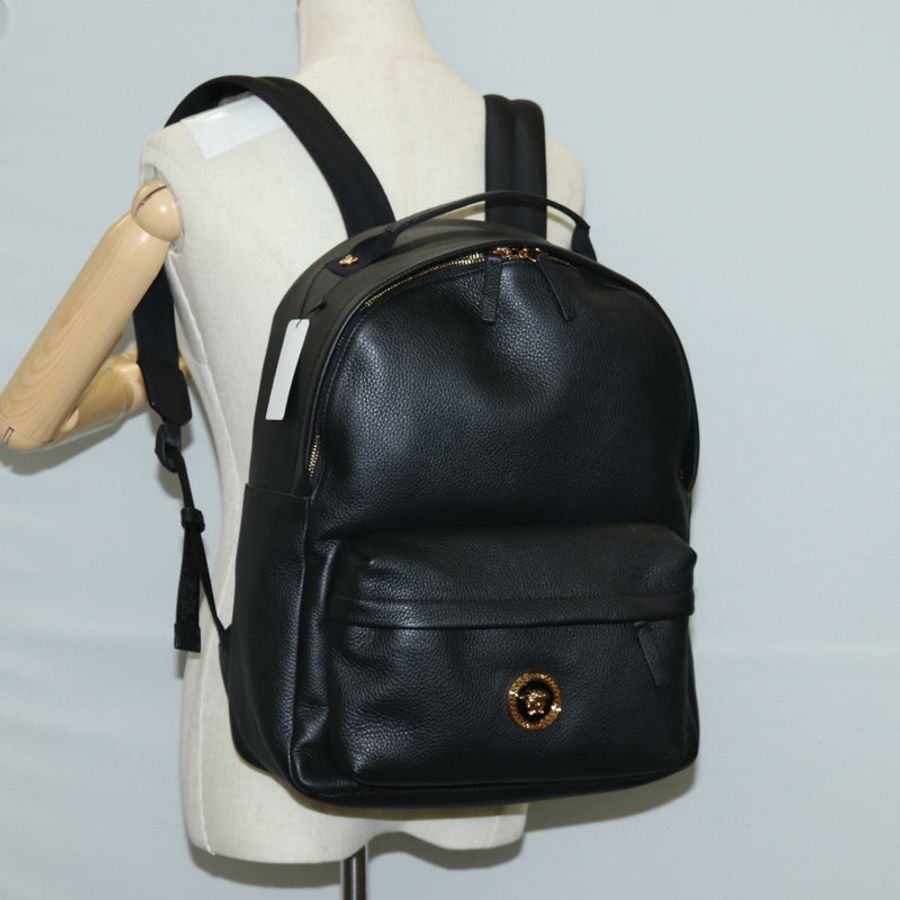 【日本直送】范思哲 (VERSACE) 黑色金色皮革雙肩包,正品編號 118813M-25