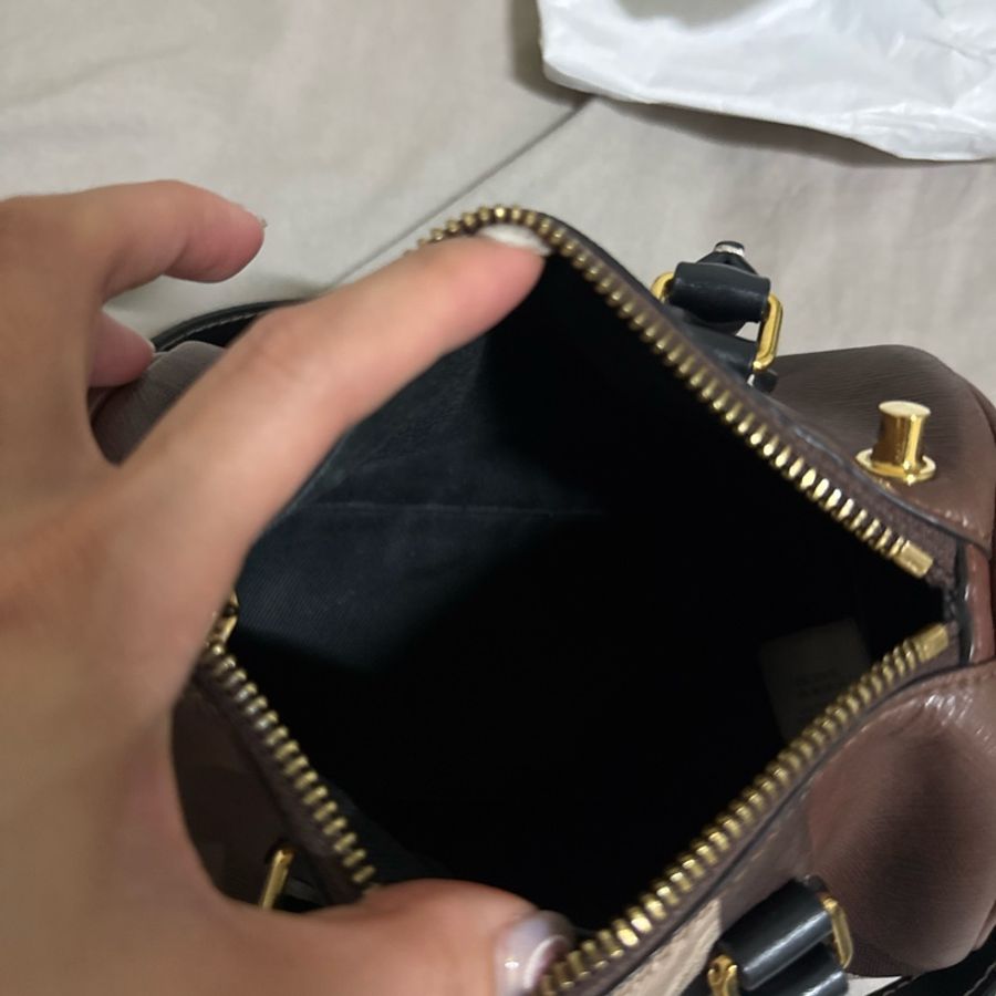 BURBERRY 格紋塗層手提/斜背波士頓包/保齡球包-8