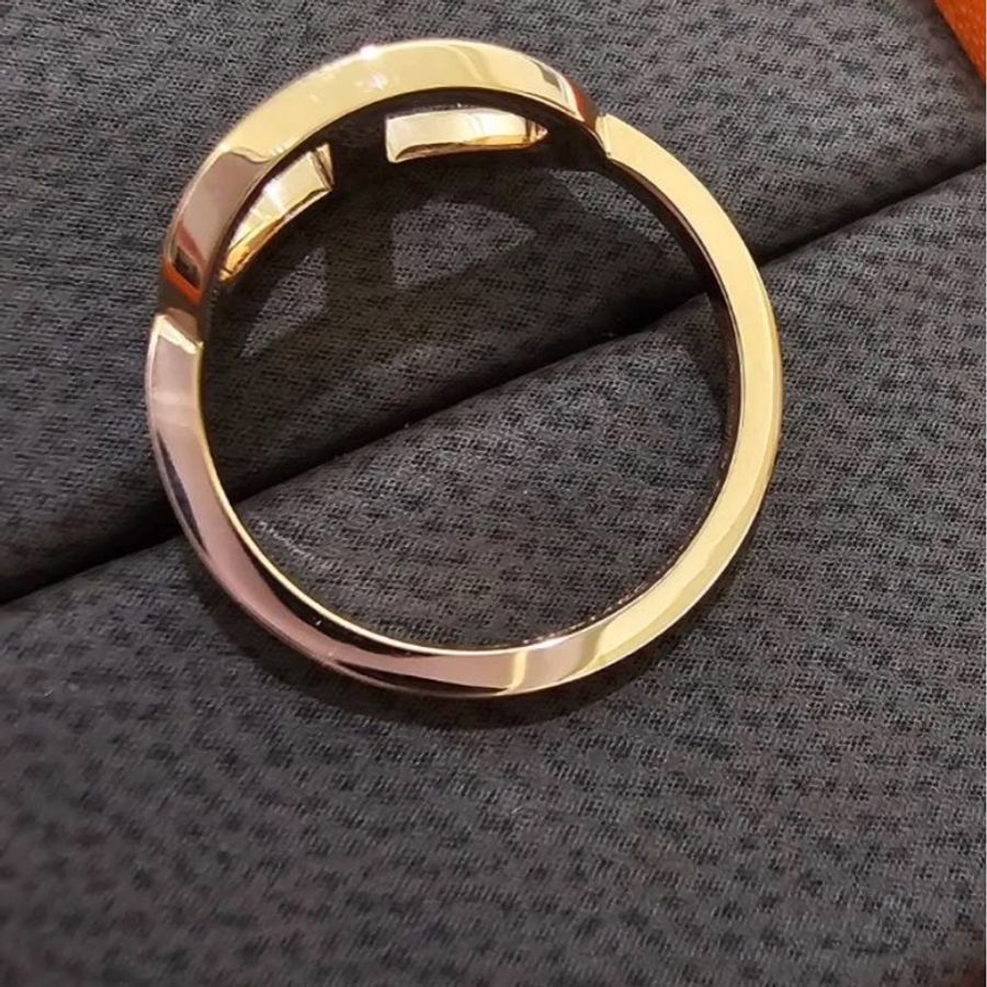 Hermes愛馬仕玫瑰金帶鑽石豬鼻子戒指-4