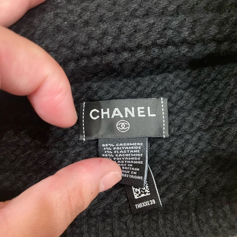 香奈兒chanel24k全黑 白logo經典不敗毛帽 冷帽 全新商品-2