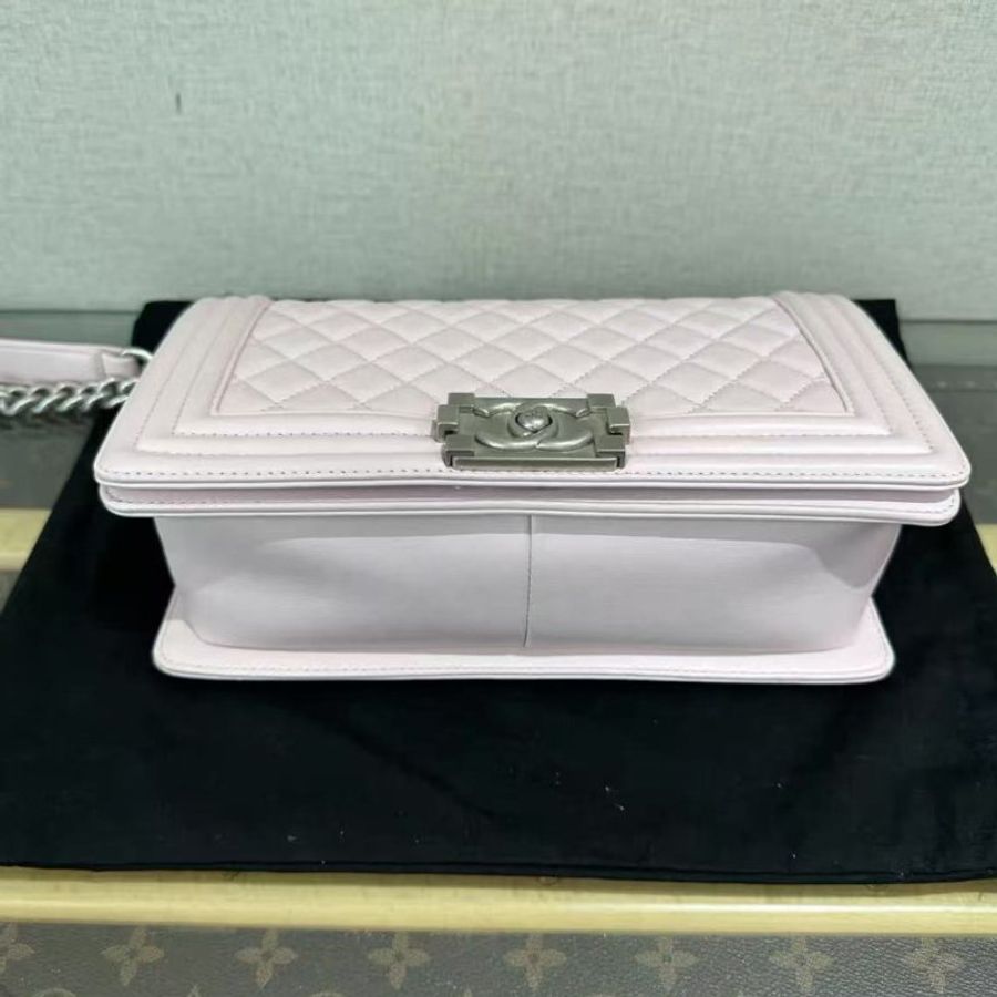 ✨CHANEL 櫻花粉金扣2.55小號肩背斜背鍊條包24*16*7.5  98新配件塵袋購證-2
