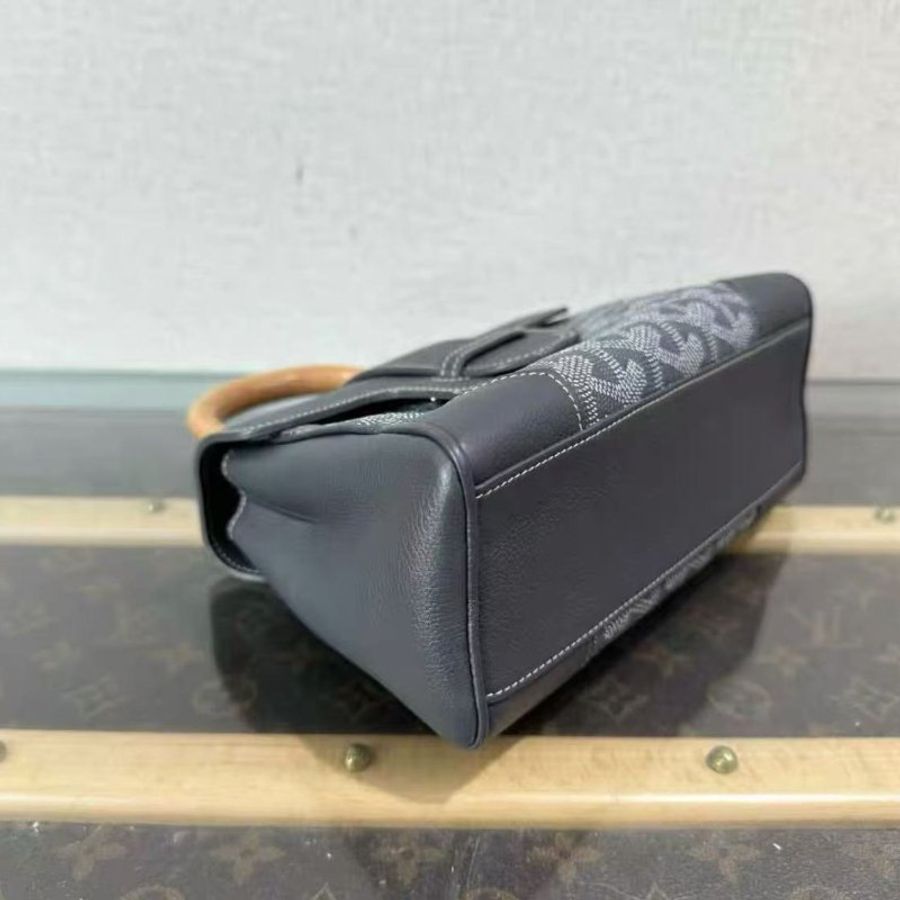 ✨GOYARD 木質手柄西貢mini灰色手提肩背斜背包 20*15*7.5 99新-4