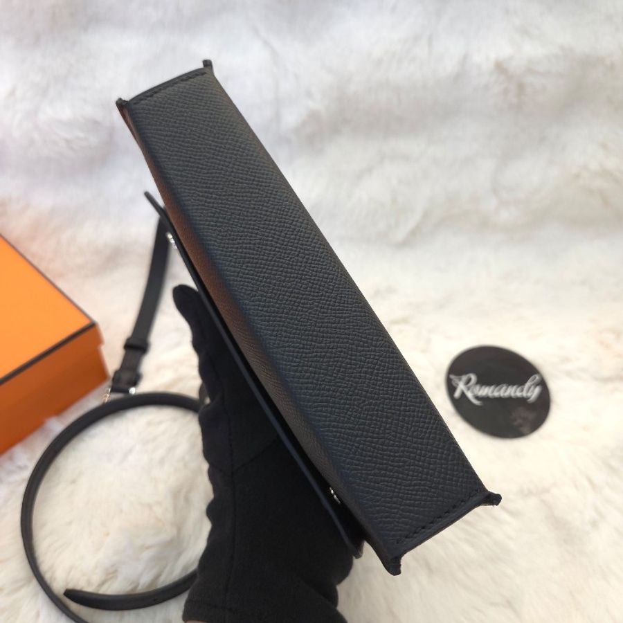 Hermès Snap wallet bag Epsom皮革 琺瑯黑銀釦-3