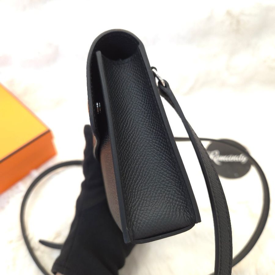 Hermès Snap wallet bag Epsom皮革 琺瑯黑銀釦-4