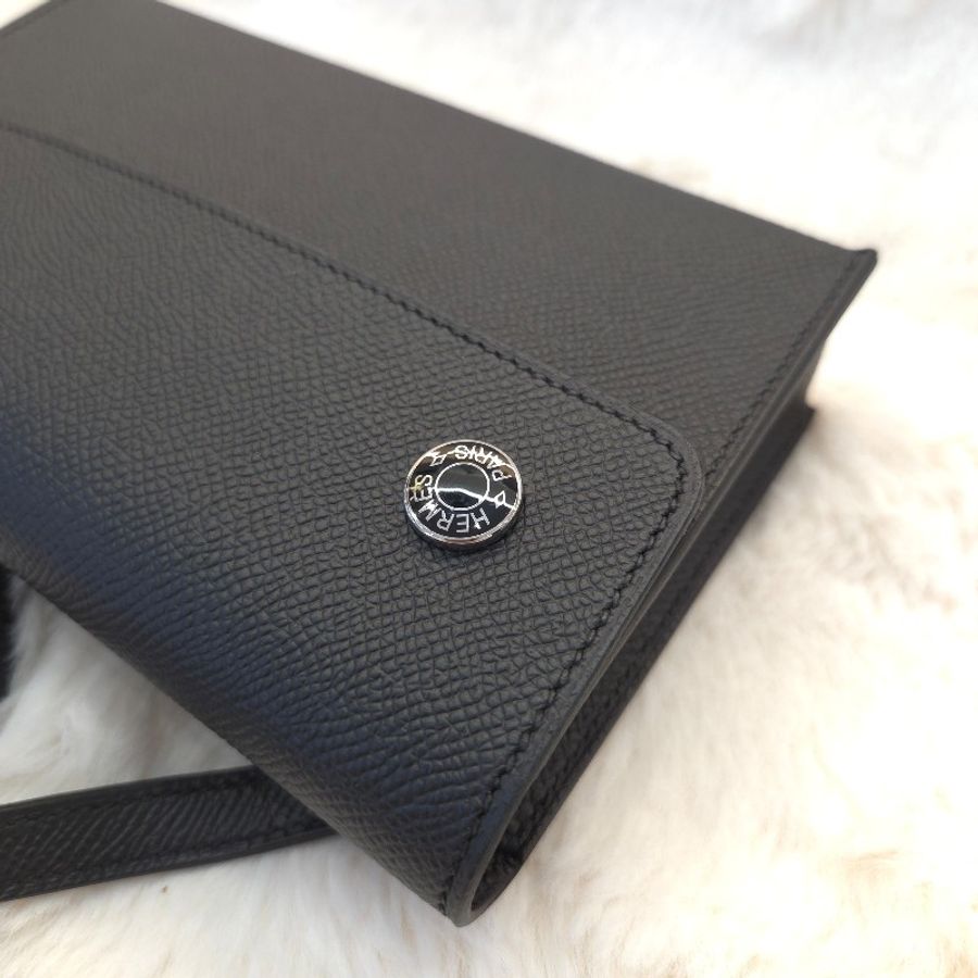 Hermès Snap wallet bag Epsom皮革 琺瑯黑銀釦-6