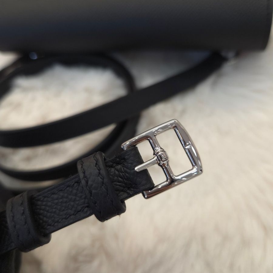 Hermès Snap wallet bag Epsom皮革 琺瑯黑銀釦-7